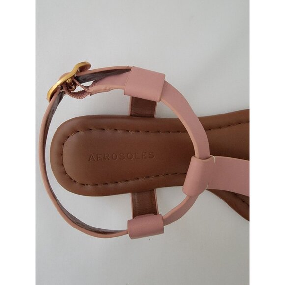 NWOT Aerosoles CARMINA Pink Leather Thong T-Strap Flat Sandals Women's 9M - Picture 7 of 10